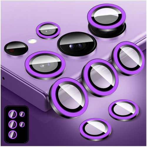Protecteur D'objectif D'appareil Photo Lumineux Pour Samsung Galaxy S23 Ultra, Protecteur D'écran De Couverture De Caméra En Verre Trempé Coloré, Anneaux En Alliage D'aluminium