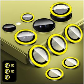 Protecteur D'objectif D'appareil Photo Lumineux Pour Samsung Galaxy S23 Ultra, Protecteur D'écran De Couverture De Caméra En Verre Trempé Coloré, Anneaux En Alliage D'aluminium