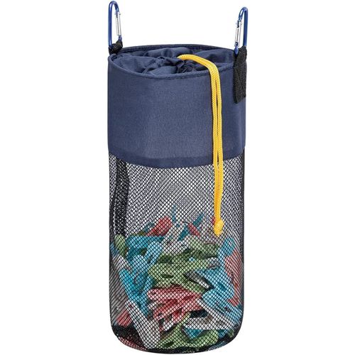 MAAS-Sac à pinces à linge en filet avec crochets pour pinces à linge suspendues - 300 compartiments - Sac à pinces à linge à séchage rapide, Bleu
