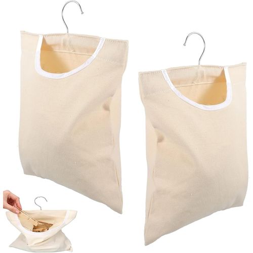 Maas-Lot De 2 Sacs À Pinces À Linge - 28 X 32 Cm, Avec Cintre Et Crochet De Suspension, Organisateur Réutilisable Pour Salle De Bain Et Dressing - Pour Pinces À Linge, Chaussettes, Sous-Vêtements
