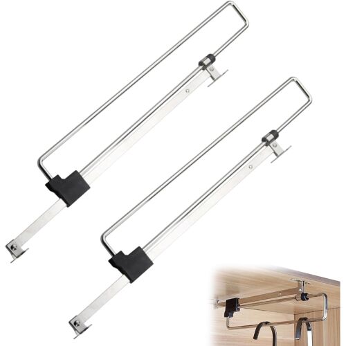 Jexnovashop-2 Pièces Tringle Coulissante Penderie, 25cm Tringle À Vêtements Extensible, Porte Cintre Coulissant, Barre De Penderie Pour Les Armoires Et Les Zones De Rangement (Argent)