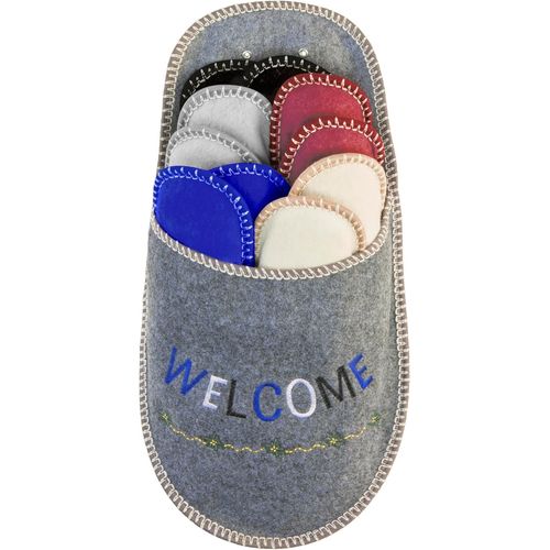 Maas-Lot De 5 Paires De Pantoufles En Feutre Unisexe ¿ Tailles 35/38, 38/40, 41/43, 44/45 ¿ Couleurs : Violet, Bleu Clair, Crème, Camel Et Pantoufles Grises.