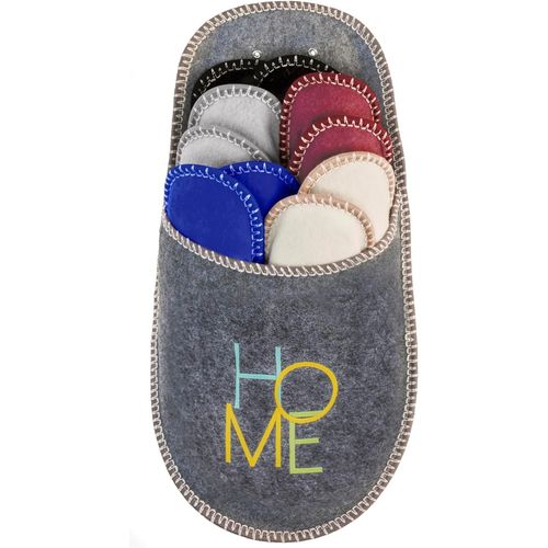 Maas-Lot De 5 Paires De Pantoufles En Feutre Unisexe ¿ Tailles 35/38, 38/40, 41/43, 44/45 ¿ Couleurs : Violet, Bleu Clair, Crème, Camel Et Pantoufles Grises.