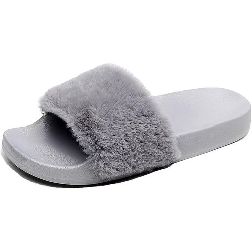 Chaussures Maassapika Flip Flop Faux Fourrure Slipper Fuzzy Fluffy Comfy Sliders Open Toe Slip Sur