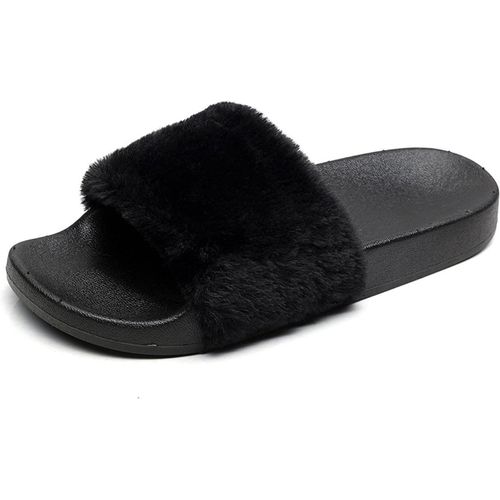 Maas-Apika Femmes Flip Flop Faux Fourrure Slipper Fuzzy Fluffy Comfy Sliders Open Toe Slip Sur