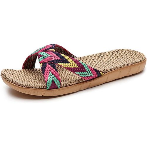 Maas-Mules Pour Femme - Antidérapantes - Chaussures De Bain D'été - Chaussures De Plage Confortables - Pantoufles En Lin - Pantoufles Légères - Plateforme - Pour L'intérieur Et L'extérieur
