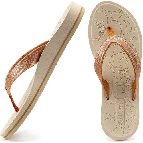 Maas-Tongs Femmes,Yoga Mat Anti-Dérapant Tongs Mode Sandales Plage D'été Pantoufles Avec Soutien De La Voûte Plantaire Semelles Eva Légères Taille 36-43 Eu
