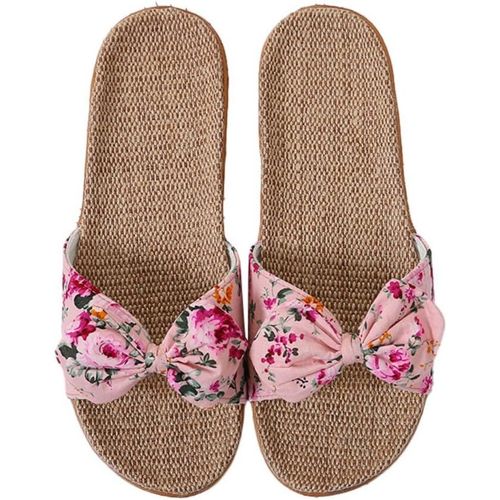 Chaussures Maasspantoufles Sandales Plage Lin Chaussons Antidérapantes Tongs Bout Ouvert Respirant Slippers Salle De Bain Piscine