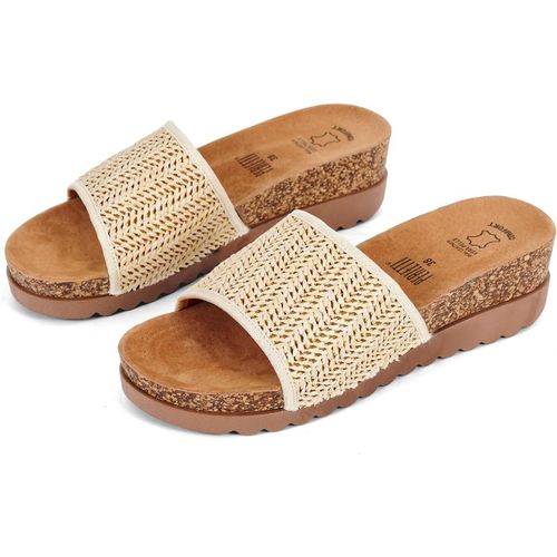 Maas-Mules Femme Chaussons Avec Semelle Compensée De 5 Cm - Sandales Chaussures D'été Intérieure En Cuir Véritable