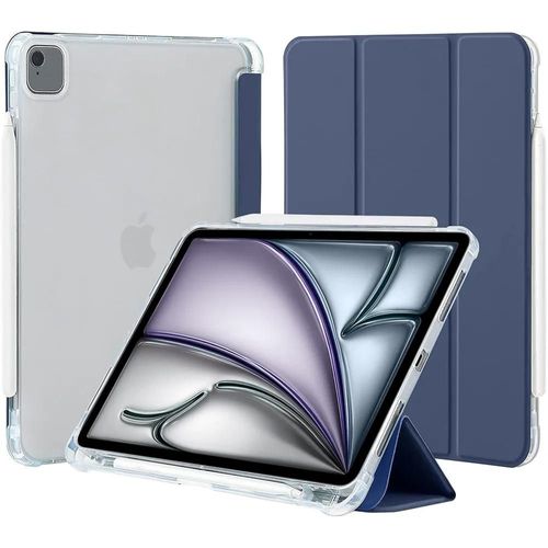 Coque Pour Ipad Air 13 Pouces M3/M2 (2025/2024)/Ipad Pro 12,9'' (2018-2022) Antichoc Avec Porte-Stylet - Bleu Marine - E.F.Connection