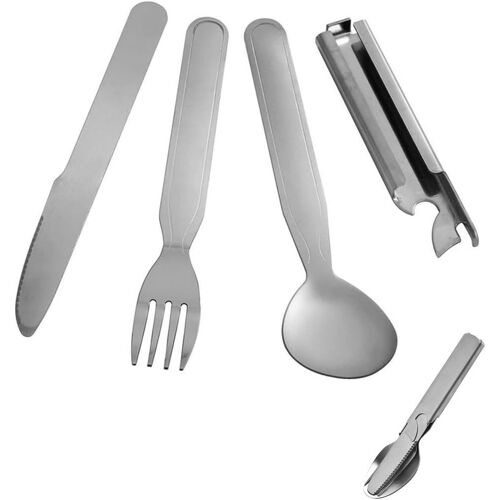 CFRX-Couverts En Acier Inoxydable Classique De La Bundeswehr - Set De 4 Pièces Pour Camping - Ustensiles De Cuisine Extérieur - Service De Table Compact Pour Randonnée