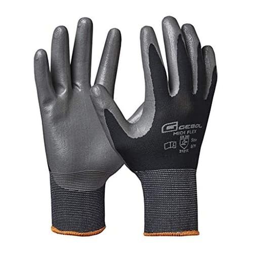 CFRX-Midi Flex | Gants de travail avec revêtement nitrile résistant à l'eau, à l'huile et à la graisse | Gants en nitrile pour atelier et jardin | Pour homme et femme | Taille M (taille 8) | Noir | 1