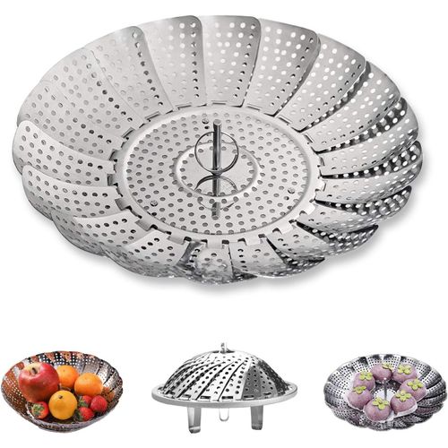 Cfrx-Insert Vapeur En Acier Inoxydable Pour Casserole, Réglable (14 À 23 Cm), Insert De Cuisson Pour Casseroles, Cuisson À La Vapeur, Pour Légumes, Poissons, Fruits De Mer Et Différentes Cuisines