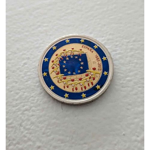 Espagne 2015 - 2 Euros - Drapeau Europeen - Couleur Colored Color In Farbe