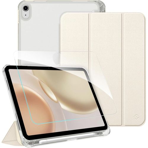 Coque Pour Ipad (A16) 11E/10E Génération (11/10.9 Pouces, 2025/2022) - [Avec Verre Trempé & Rangement De Stylet] Coque Rigide Transparente Givrée, Housse Fine Légère, Lumière Stellaire