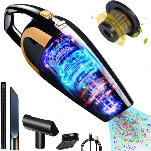 Aspirateur À Main 16 000 Pa Sans Sac - 120 W - Mini Aspirateur À Main Humide / Sec - Sans Fil - Pour La Maison - Filtre En Métal - Noir - Haute Performance A+++