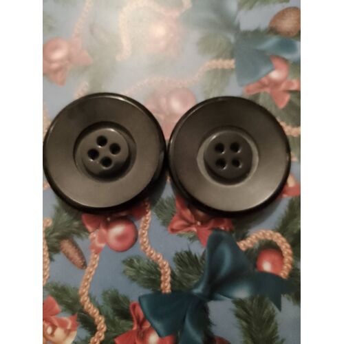 Lot De 2 Boutons Noirs À 4 Trous 3,7 Cm En Plastique.