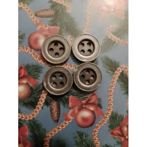 Lot 4 Boutons Dorés À 4 Trous 1,5 Cm En Métal Vintage.