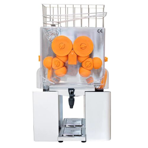 Presse-Agrumes Électrique Automatique en Inox Extracteur de Jus d'Orange Commercial 220V 120W Production 40% 22 Oranges Par Minute Câble de 1,8 m Robinet Seaux de Collection CHRD HORECA