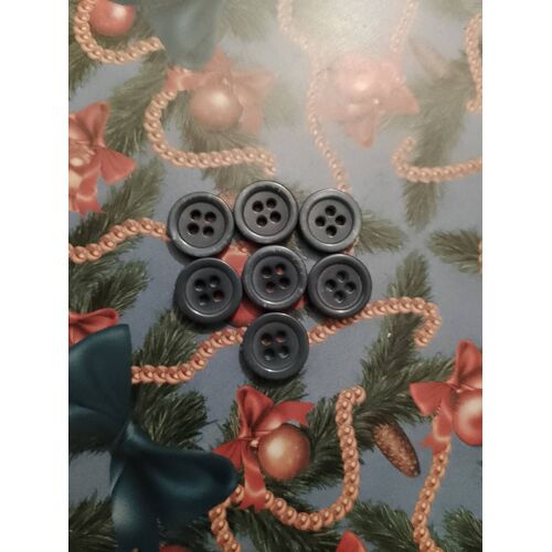 Lot De 7 Boutons Bleus À 4 Trous 1,1 Cm En Plastique Vintage.