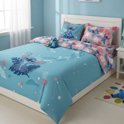 Housse De Couette Stitch Disney 2 Places 220x240 + 2 Taies – Polycoton Facile D’Entretien
