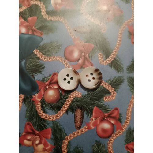 Lot De 2 Boutons Blancs Marrons À 4 Trous 1,2 Cm En Plastique.