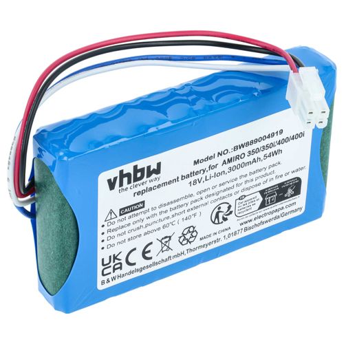 vhbw Batterie compatible avec Yard Force Amiro 400, 400i, 350i, 350 robot tondeuse (3000mAh, 18V, Li-ion)
