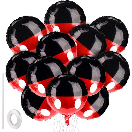 SJZG-12Pcs Ballons D'Anniversaire, 46Cm, Ballons En Film D'Aluminium Avec Ruban Et Paille Décorations De Fête D'Anniversaire Sur Le Thème Du Dessin Animé Pour Enfants Adultes (Souris De Dessin Animé)