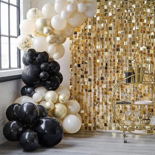 SJZG-Cn-100 Arche De Ballons Noir/Crème/Nude Et Champagne Chrome