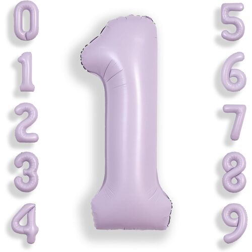 SJZG-Grand Ballon Gonflable En Mylar En Forme De Chiffres Pour Garçon Ou Fille - 101,6 Cm - Lavande - Grand Ballon Gonflable En Forme De Chiffre 0-9 - Décoration De Fête D'Anniversaire De Garçon Ou