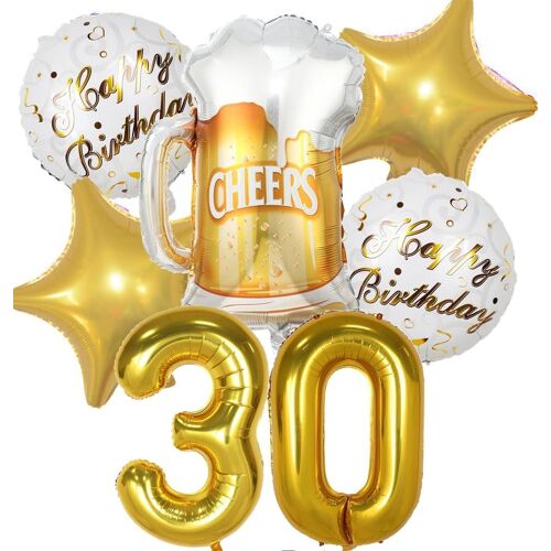 SJZG-Ballon 30 Ans Anniversaire Homme Femme, Decoration Anniversaire 30 Ans, Ballon Anniversaire 30 Ans Or, Ballon Bière Ballon Bouteille Verre À Vin Decoration Pour Anniversaire 30 Ans Femme Homme