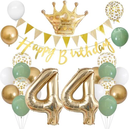 SJZG-Kit De Décoration D'Anniversaire 44 Ans, Ballons « Happy 44Th Birthday » Pour Femme, Ballons En Aluminium En Forme De Chiffre 44 Ans, Décoration D'Anniversaire Des Femmes Mâles, Ballon En