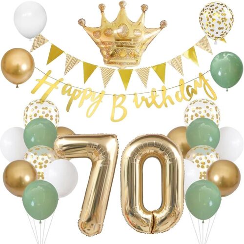 SJZG-Kit De Décoration D'Anniversaire 70 Ans, Ballons Gonflables, En Forme De Chiffre 70, Dorés, Ballons Gonflables, Décoration D'Anniversaire 70 Ans, Pour Femme Main, Ballon En Aluminium