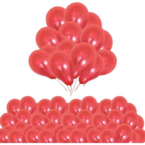 SJZG-Rouge Ballons 10 Inch 100Pcs Rouge Latex Ballons Paquet Fort Épais Noël Pour Mariage Anniversaire Bébé Showerxmas Fête Événement Décoration