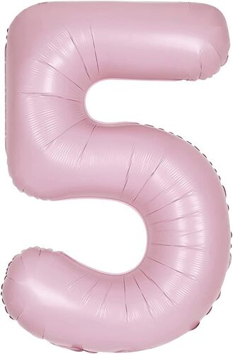 SJZG-Giant Foil Number 5 Balloon - 86 Cm - Matte Baby Pink
