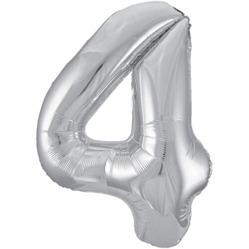 Sjzg-Party - 53824 - Ballon Géant - Numéro 4 - 86 Cm - Argenté