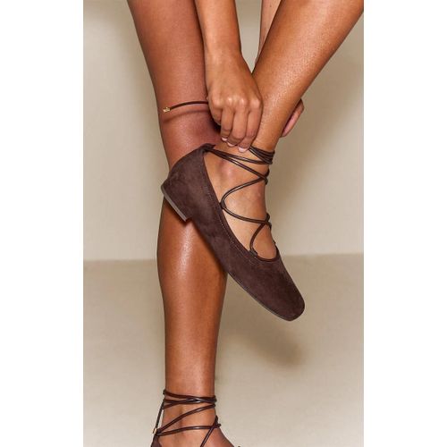 Ballerines En Suédine Chocolat Lacets Chocolat