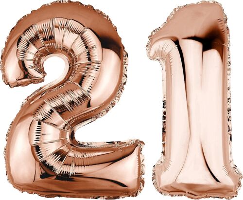 SJZG-Ballon En Plastique Or Rose 40Cm Anniversaire Mariage Déco (Chiffre 21)