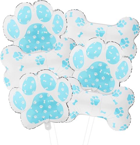 CAUC-Ballon Patte Chien, 6 Pieces Decoration Baudruche Patte, BallonOs de Chien, Décoration Anniversaire pour Chien(Bleu)