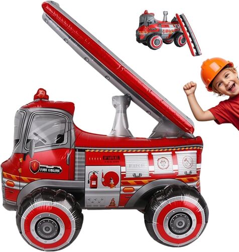 SJZG-Ballon Métallique Champagne Avec Bouteille D'Hélium # Décoration Géante En Forme De Bouteille De Vin # Idéal Pour Mariages, Anniversaires Et Événements (Avec Verres De Vin) (Camion De Pompiers)