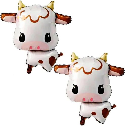 CAUC-Ballon Animal de Ferme, 2pcs Ballon Vache Hélium, White Vache Balloon, Ballons à Imprimé de Vaches, Ballons de Vaches en Forme, Balloons Animaux, Balloons sur le Thème de la Ferme