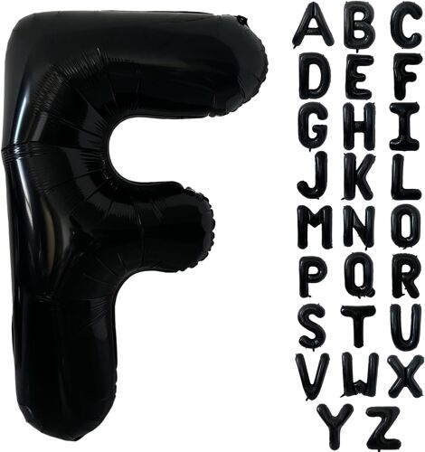 SJZG-Grand Ballon En Mylar Noir À L'Hélium - 101 Cm - Ballons De L'Alphabet - Lettres Pour Anniversaire, Douche Nuptiale, Décoration D'Anniversaire (Lettre F)