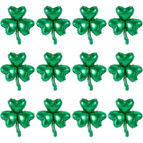 SJZG-12Pcs Ballons De La Saint Patrick, Ballons Trèfle Grand Vert Ballons Ballon En Aluminium Accessoires Pour La Fête De La Saint Patrick Anniversaire Décorations Du Festival Irlandais