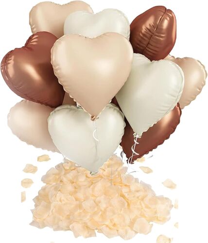 SJZG-Décoration De La Saint-Valentin 1000 Pétales De Rouge Foncé Ballon Coeur Rouge De 10 Pièces 18 Pouces Ballon Coeur Petale De Rose,Convient Pour Les Mariages,Les Fiançailles,La Saint-Valentin (Br