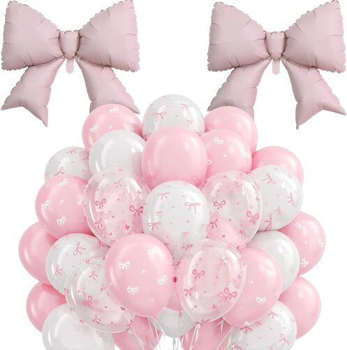 SJZG-Lot De 33 Ballons Rose Layette Comprenant 2 Grands Ballons En Forme De Noeud Pour Décoration D'Anniversaire, De Mariage, De Fiançailles (Rose)