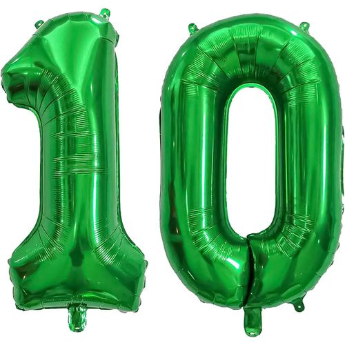 Sjzg-Ballon Géant En Aluminium En Forme De Chiffre 10 Sur Le Thème Du Football Pour Garçons Et Filles - Décoration De Fête Sur Le Thème Du Sport - 81,3 Cm - Vert