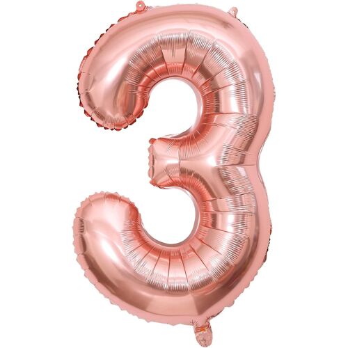 SJZG-Grand Ballon En Forme De Chiffre 3 Pour Décoration De Fête D'Anniversaire - 101,6 Cm - Or Rose - Numéro 3