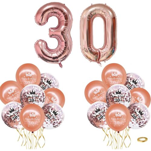 SJZG-Ballons En Latex Et Feuille D'Aluminium À Confettis Pour Fête D'Anniversaire (Or Rose, 30E)