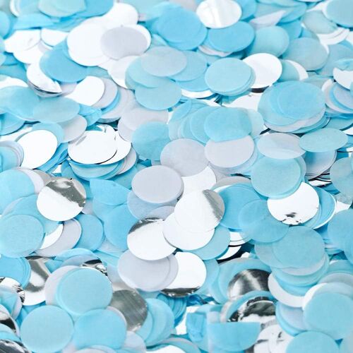 SJZG-Lot De 6 000 Confettis Ronds En Papier Et Aluminium De 2,5 Cm Pour Fêtes, Mariages, Fêtes D'Anniversaire, Décoration De Table Ballons (Bleu, Blanc, Argent)
