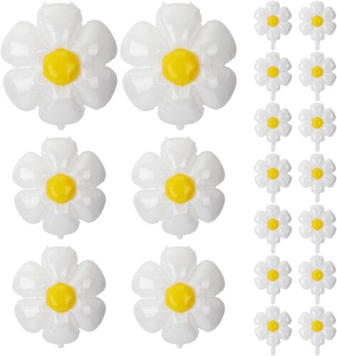 CAUC-20pcs Ballons Marguerites, 3 Tailles Ballons Fleurs Marguerite Parfaits pour Anniversaire Mariage Décoration Bohème Rétro Hippie et Articles Fête(Blanc, Jaune)